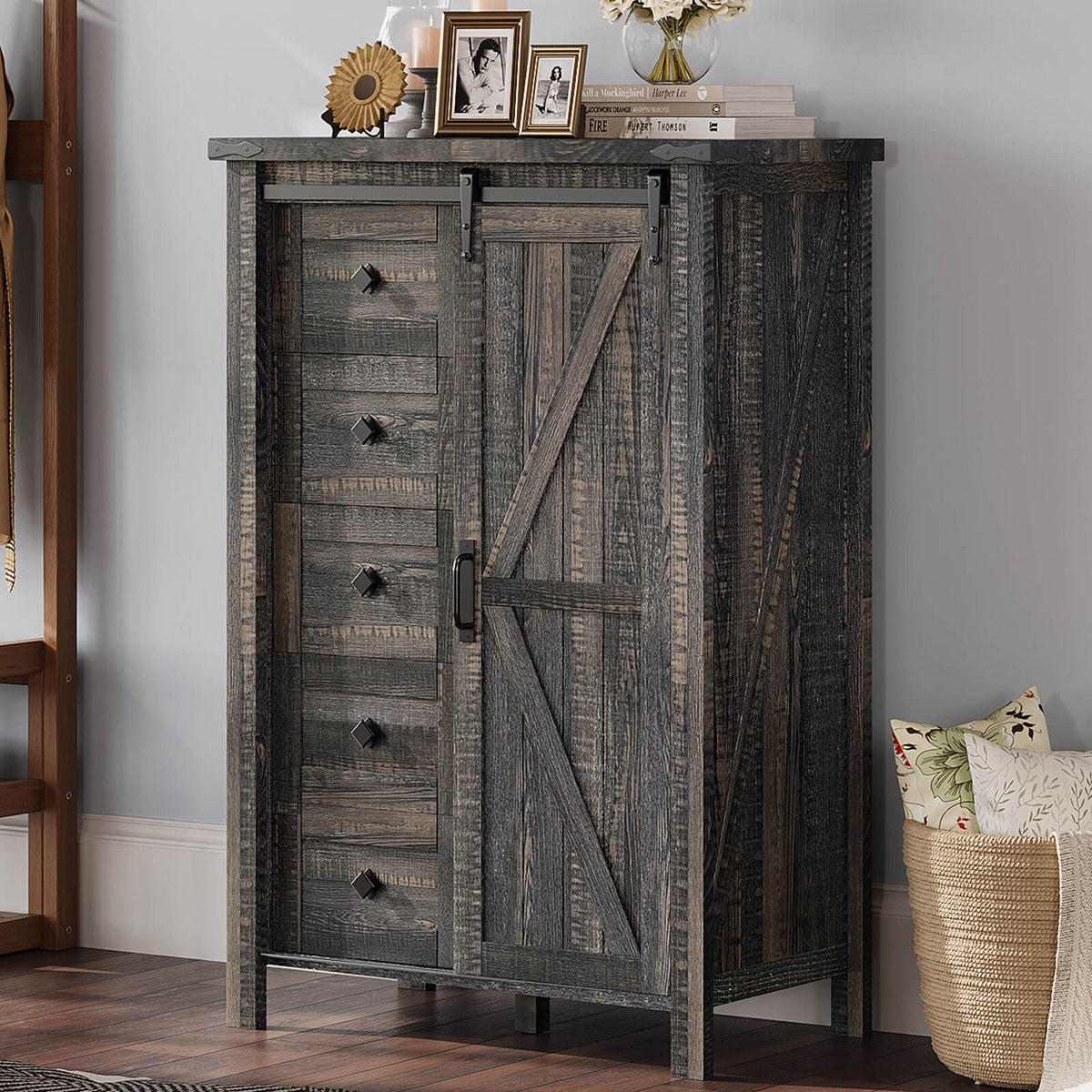 Marlowe 5-Drawer Dresser Black Oak