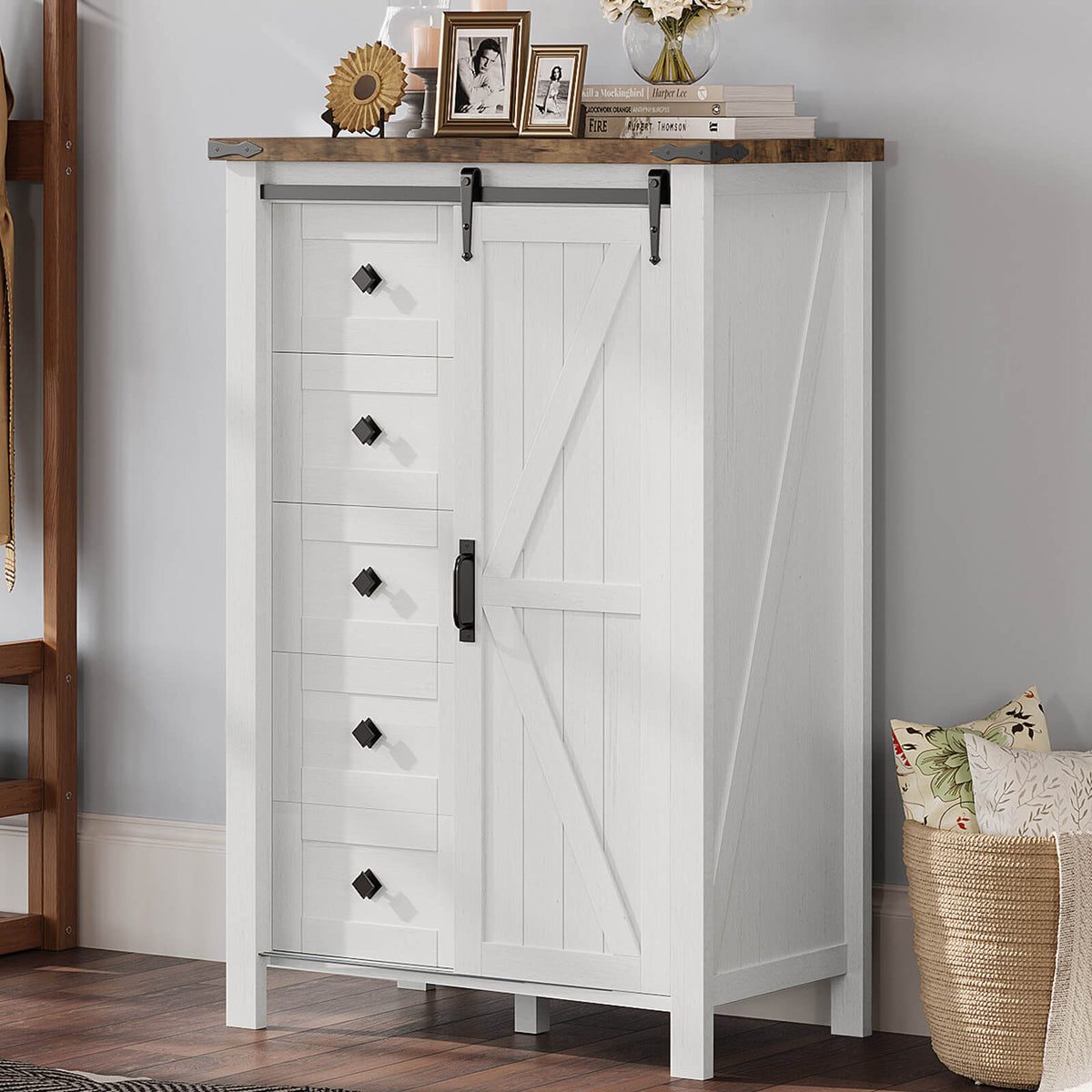 Marlowe 5-Drawer Dresser Distressed White