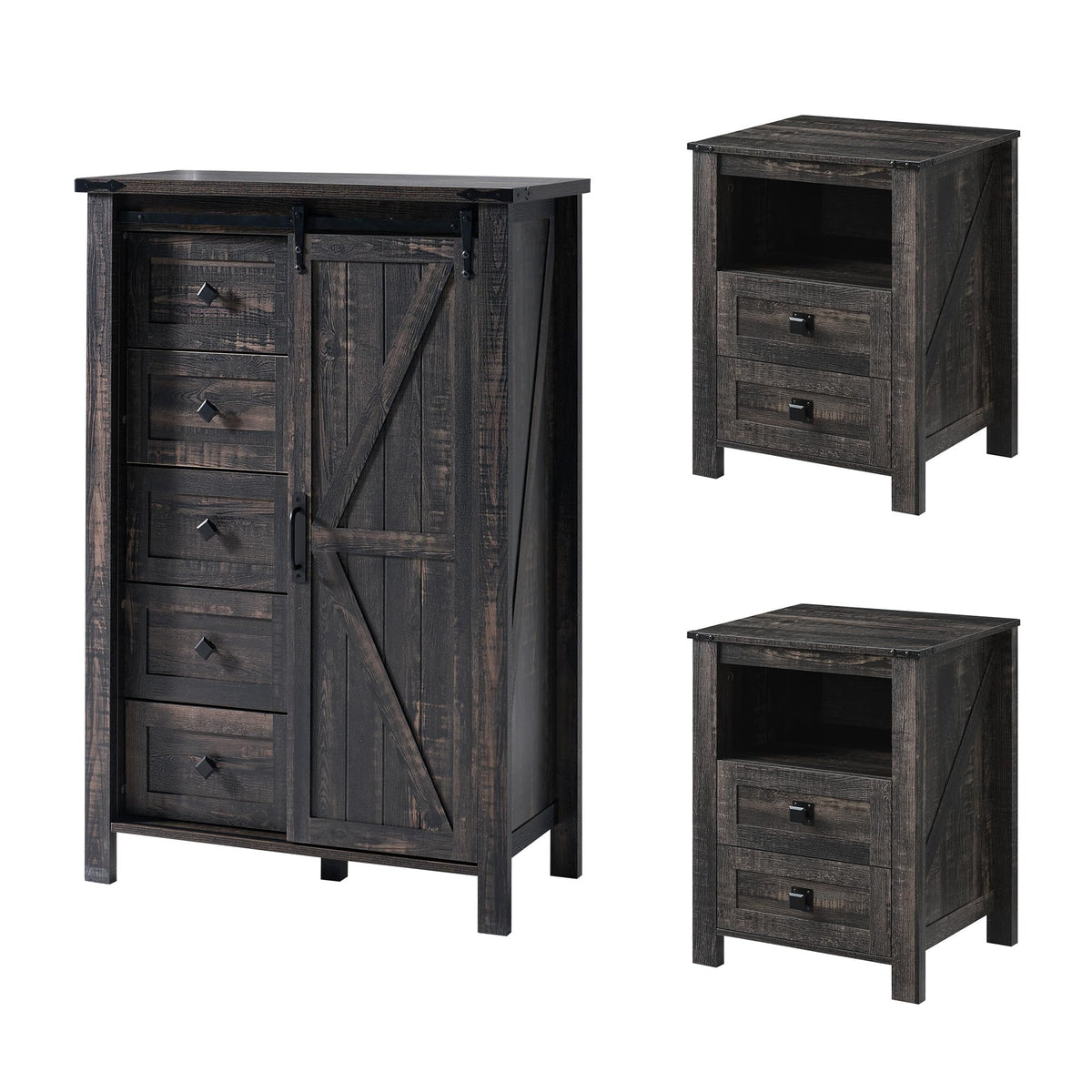 Marlowe Farmhouse Storage Set Amerlife Black Oak