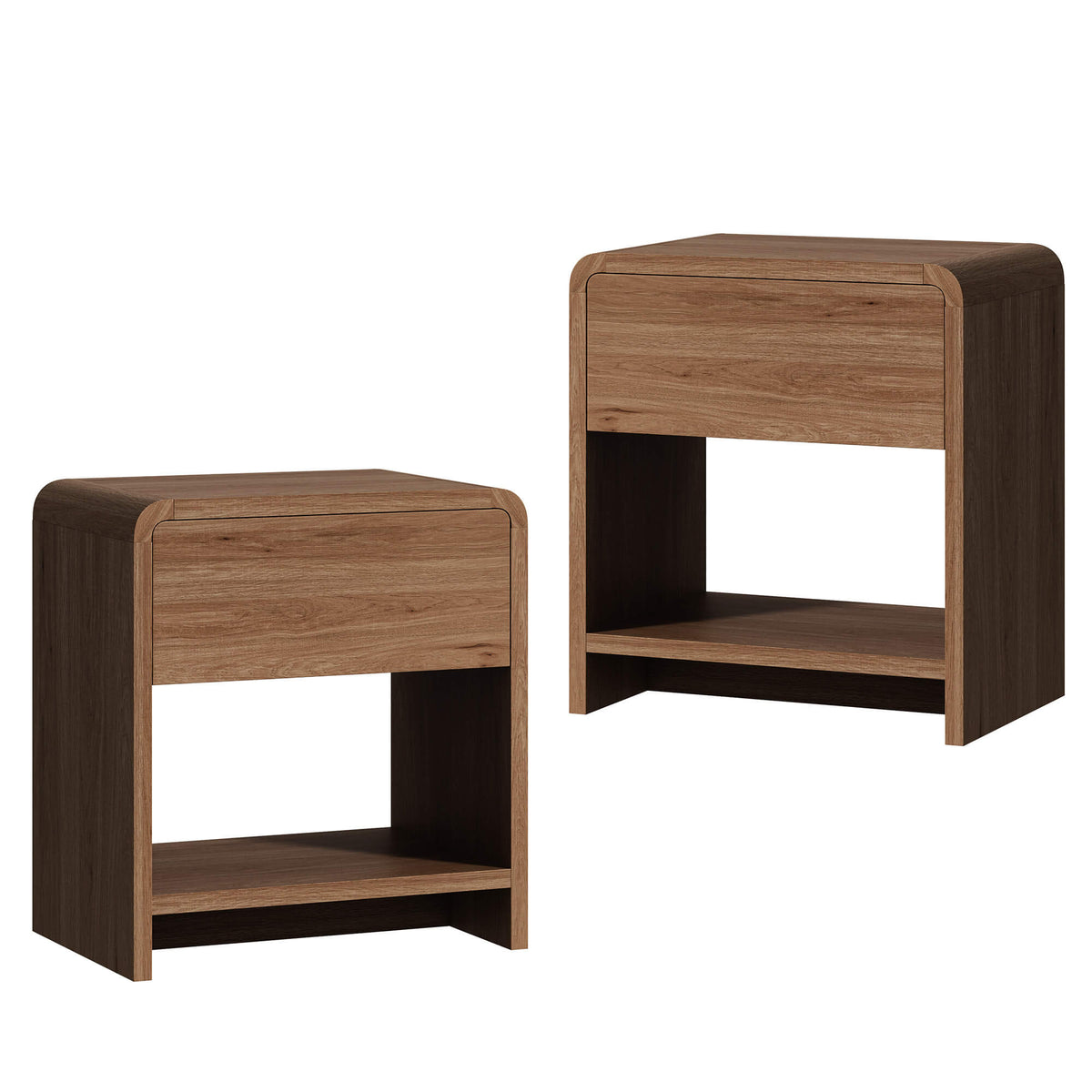 Orbia Nightstand Set with Drawer - WALNUT