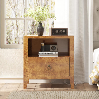 Burl Mid Century Wood Nightstands Amerlife