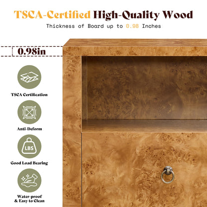 Burl Mid Century Wood Nightstands Amerlife