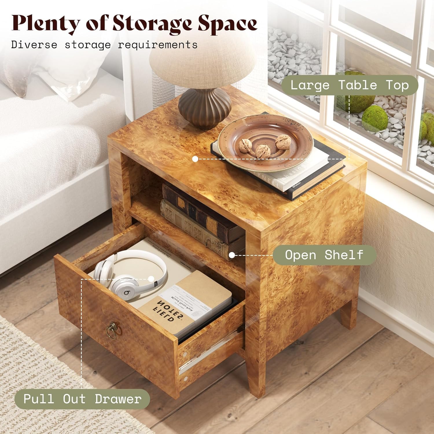 Burl High Gloss Storage Set Amerlife Yellow