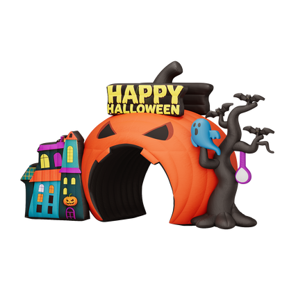 Giant Halloween Inflatable Ghost & Pumpkin-Pumpkin Arch-19.7 FT