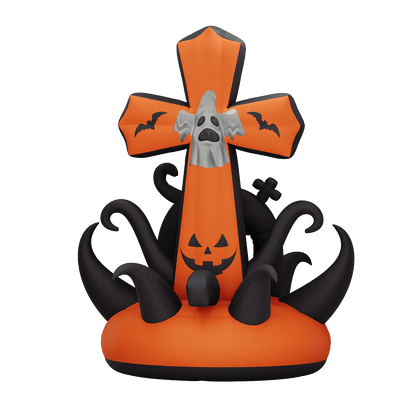 Giant Halloween Inflatable Ghost & Pumpkin-Pumpkin Cross-19.7 FT
