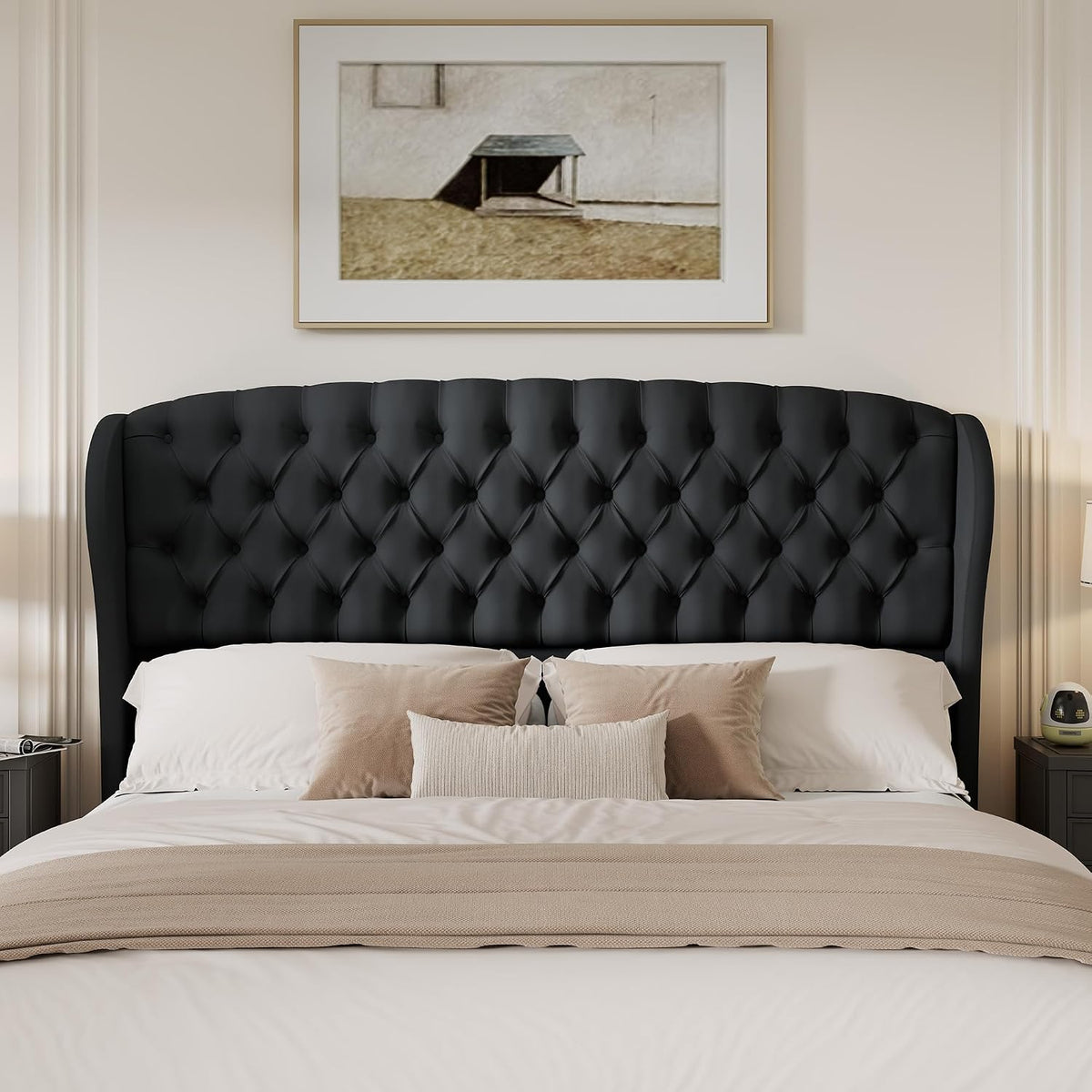 Scallop Wingback Headboard Only Amerlife Black