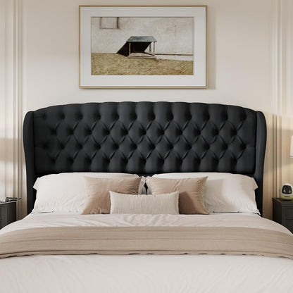 Scallop Wingback Headboard Only Amerlife Black