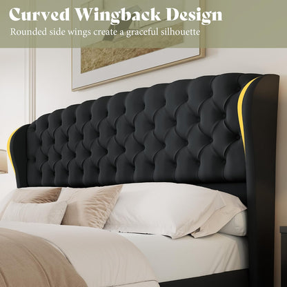Scallop Wingback Headboard Only Amerlife Black