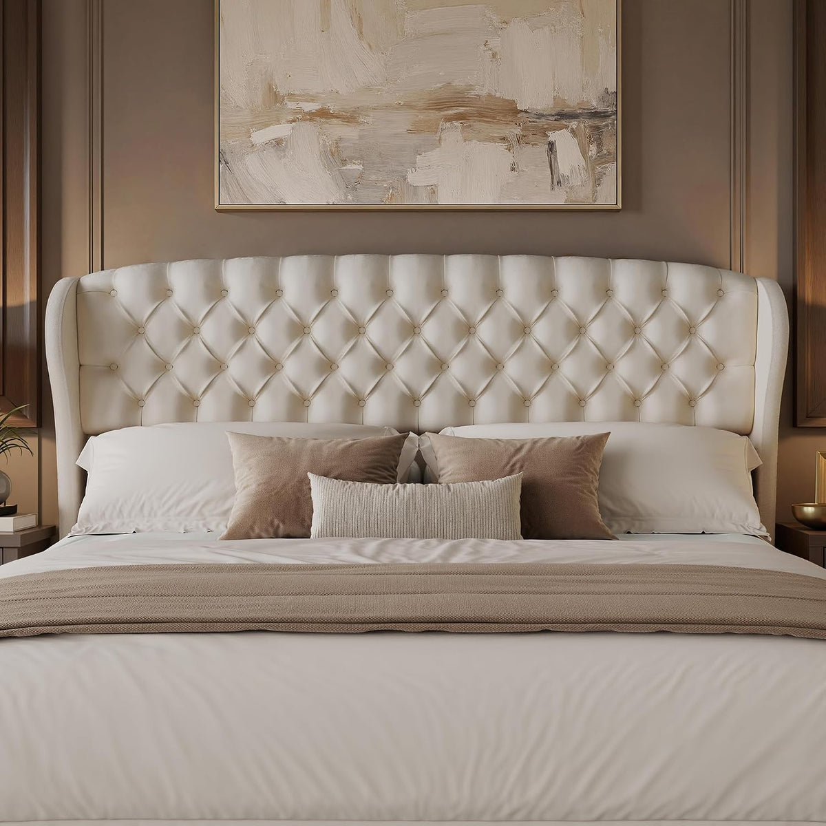 Scallop Wingback Headboard Only Amerlife Cream