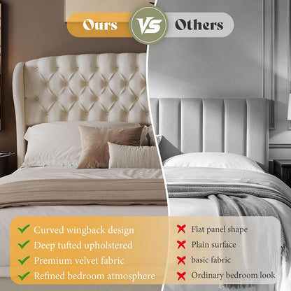 Scallop Wingback Headboard Only Amerlife Cream