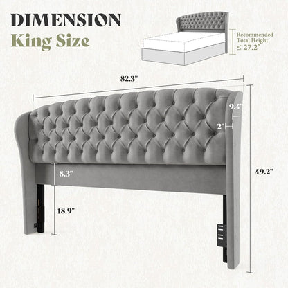 Scallop Wingback Headboard Only Amerlife Grey