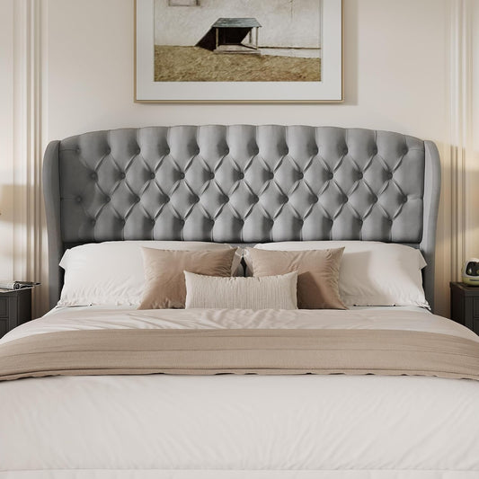 Scallop Wingback Headboard Only Amerlife Grey
