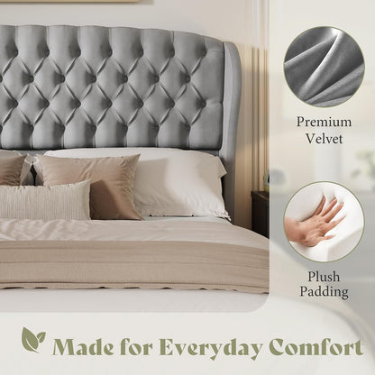 Scallop Wingback Headboard Only Amerlife Grey