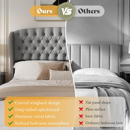 Scallop Wingback Headboard Only Amerlife Grey