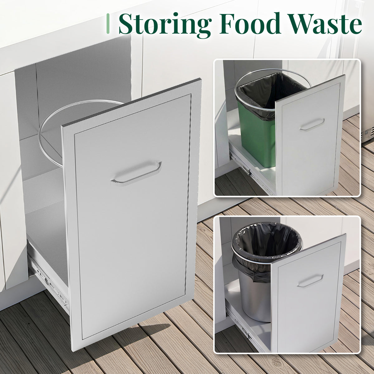 Outdoor Kitchen Access Drawers Amerlife 20" D×26" H×14" W - Trash Drawer