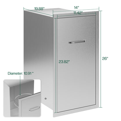 Outdoor Kitchen Access Drawers Amerlife 20" D×26" H×14" W - Trash Drawer