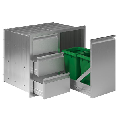 Outdoor Kitchen Access Drawers Amerlife 28 In-3-Drawer Cabinet & Trash Drawer