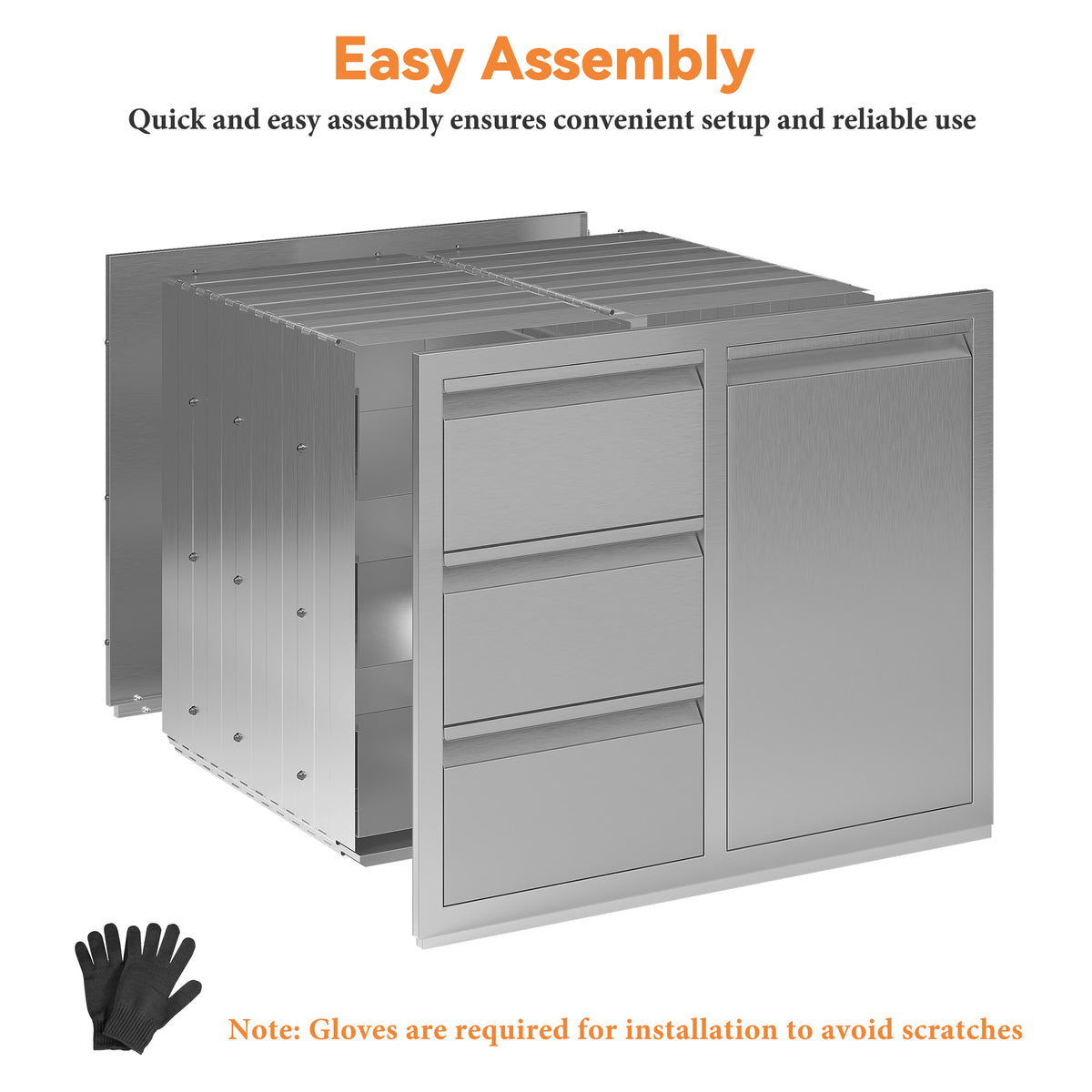 Outdoor Kitchen Access Drawers Amerlife 28 In-3-Drawer Cabinet & Trash Drawer
