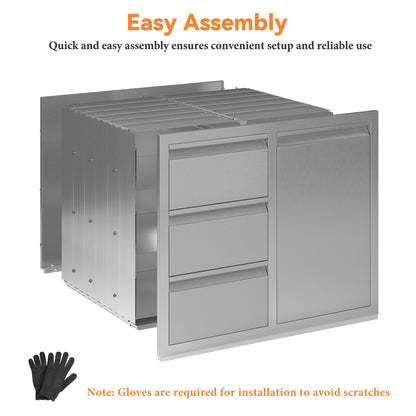 Outdoor Kitchen Access Drawers Amerlife 28 In-3-Drawer Cabinet & Trash Drawer
