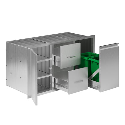 Outdoor Kitchen Access Drawers Amerlife 41.5 In-Double Drawer & Trash Bin&3-Tier Cabinet