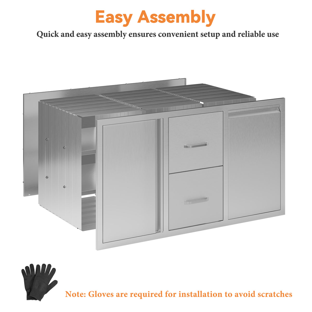 Outdoor Kitchen Access Drawers Amerlife 41.5 In-Double Drawer & Trash Bin&3-Tier Cabinet