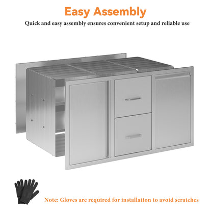 Outdoor Kitchen Access Drawers Amerlife 41.5 In-Double Drawer & Trash Bin&3-Tier Cabinet