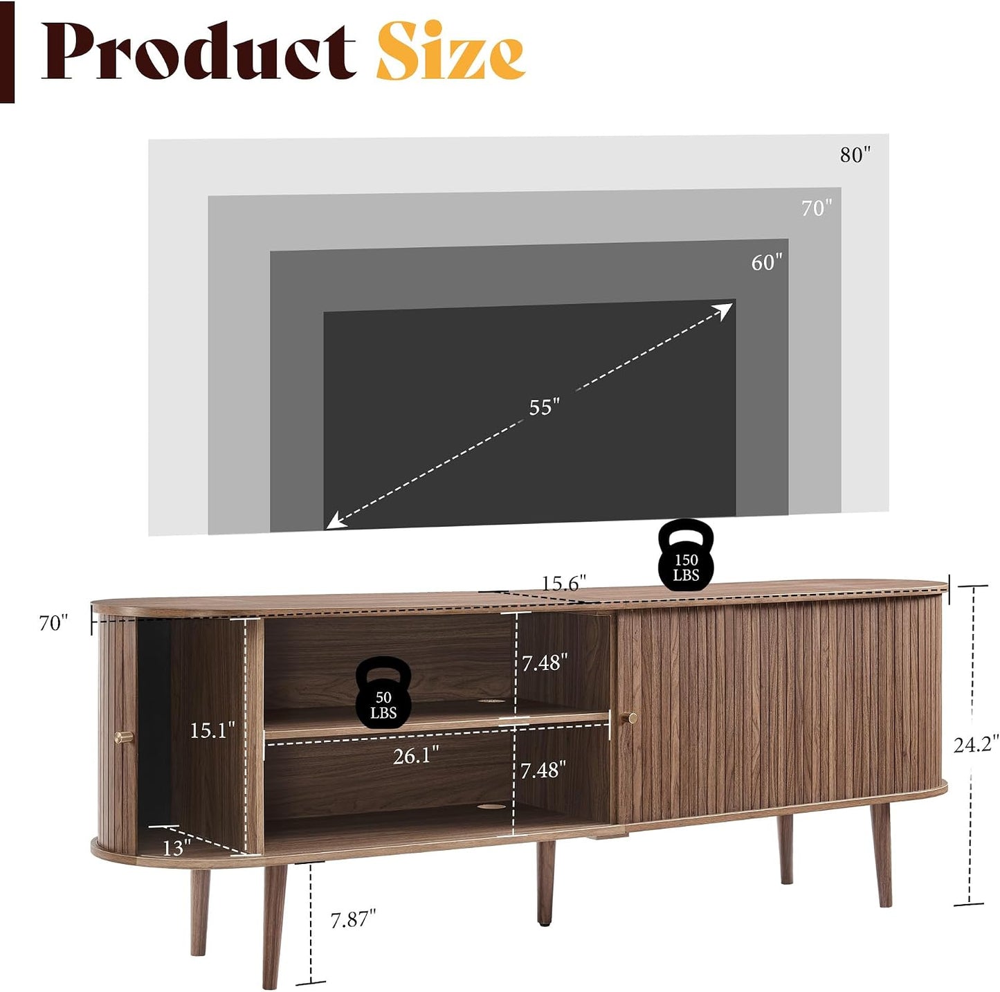 Briar 70" Mid Century TV Stand - Walnut