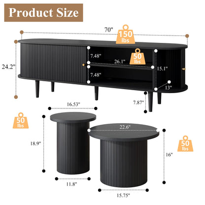 Briar Tambour Living Room Set Amerlife Black / 70"