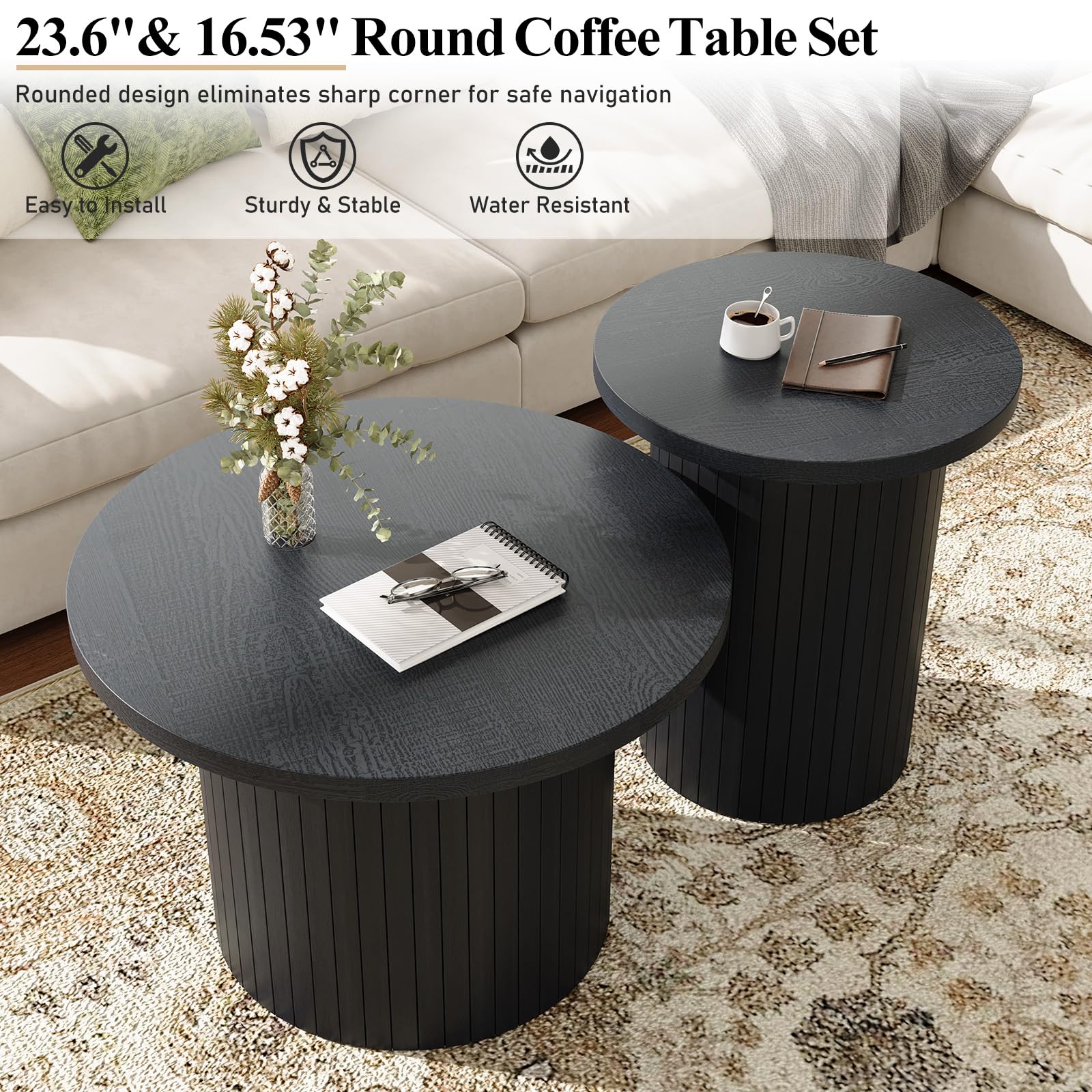 Briar Tambour Living Room Set Amerlife Black / 70"