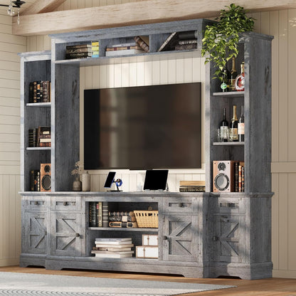 Arrow Farmhouse Wall Unit with Bookshelves Amerlife Grey
