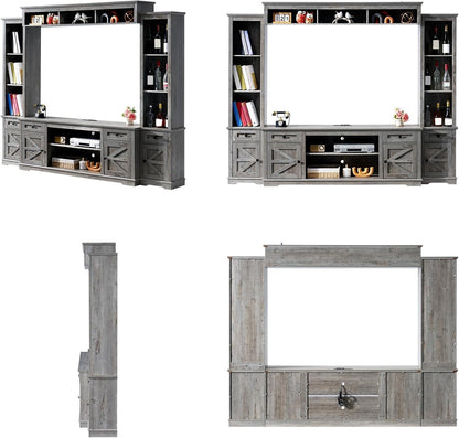 Arrow Farmhouse Wall Unit with Bookshelves Amerlife Grey