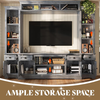 Arrow Farmhouse Wall Unit with Bookshelves Amerlife Grey