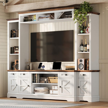 Arrow Farmhouse Wall Unit with Bookshelves Amerlife White