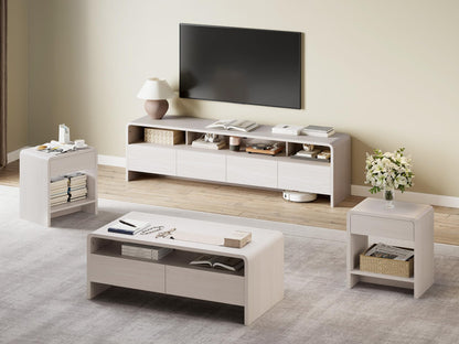 Flat Contemporary Living Room Furniture Set Amerlife White