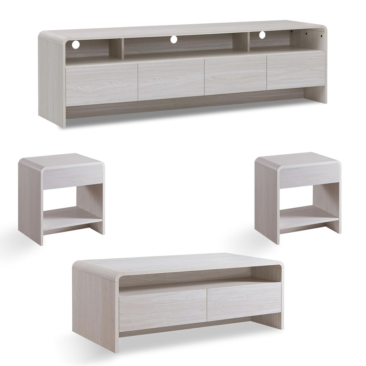 Flat Contemporary Living Room Furniture Set Amerlife White