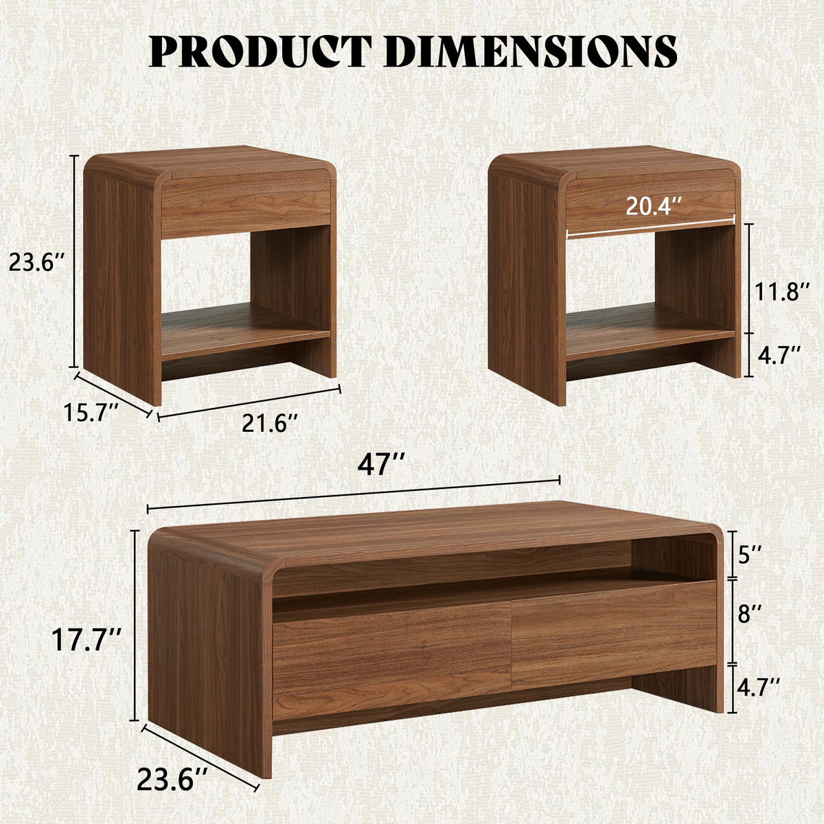 Flat Contemporary Living Room Furniture Set Amerlife Brown