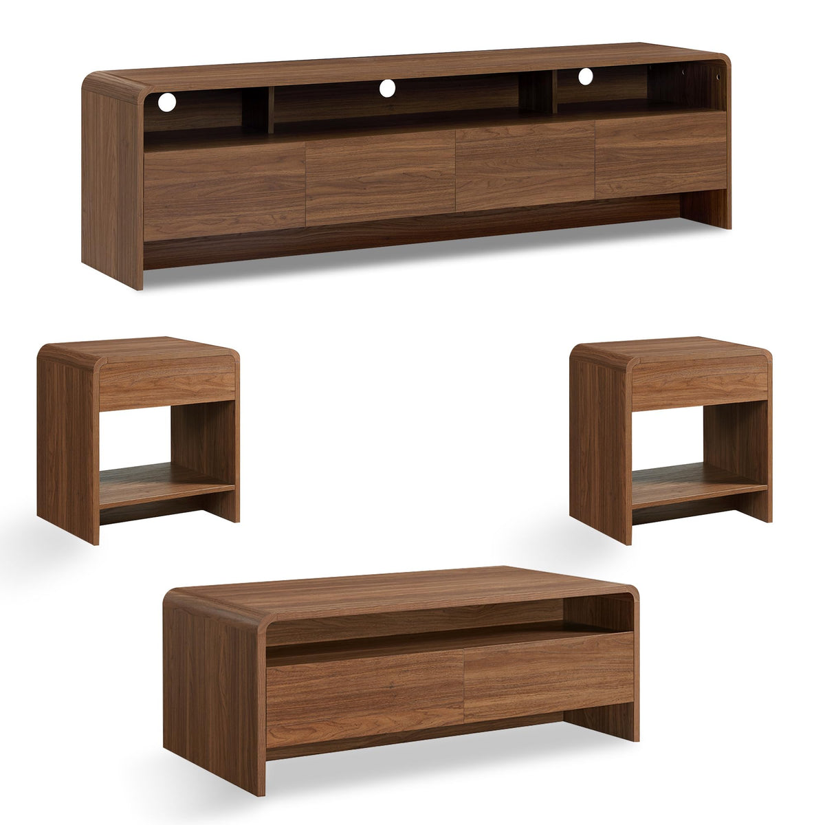 Flat Contemporary Living Room Furniture Set Amerlife Brown
