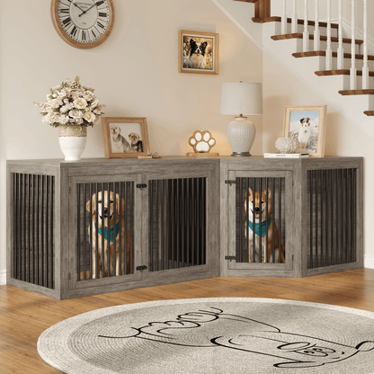 Quadro 3-in-1 Corner Dog Crate Amerlife Corner (53") / Rustic Gray