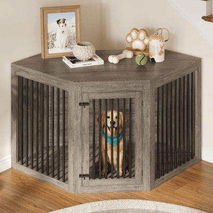 Quadro 3-in-1 Corner Dog Crate Amerlife Corner (53") / Rustic Gray