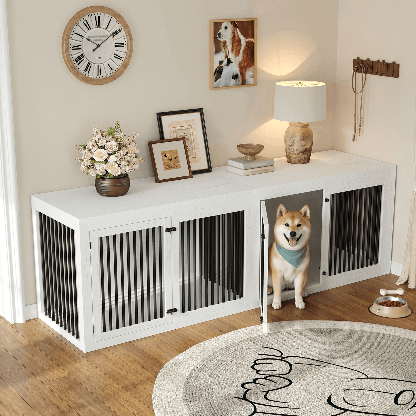 Quadro 3-in-1 Corner Dog Crate Amerlife Left (41") / White