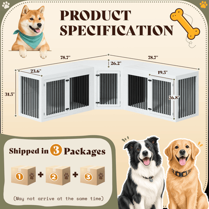 Quadro 3-in-1 Corner Dog Crate Amerlife Extra large (119") / White