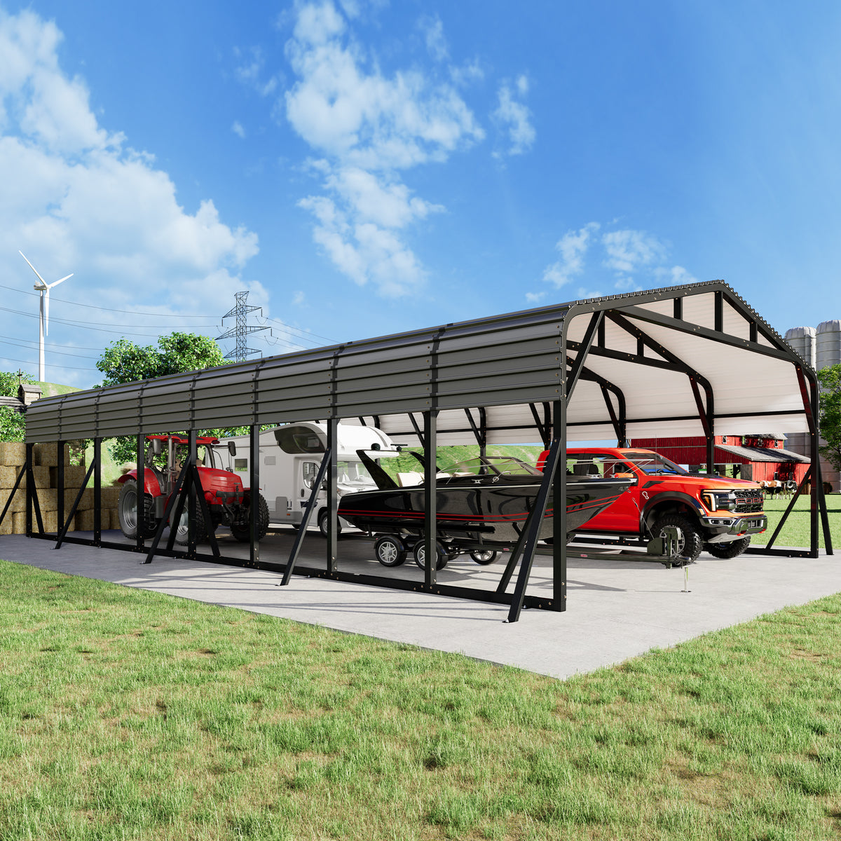 Extra Large Heavy Duty Metal Carport Amerlife 20x40 FT