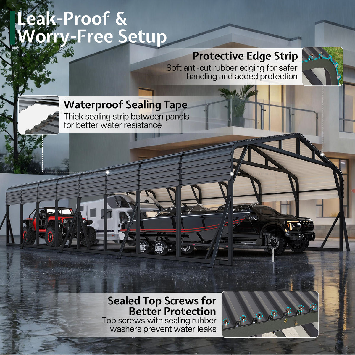 Extra Large Heavy Duty Metal Carport Amerlife 20x40 FT 
