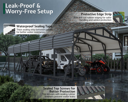 Extra Large Heavy Duty Metal Carport Amerlife 20x30 FT 