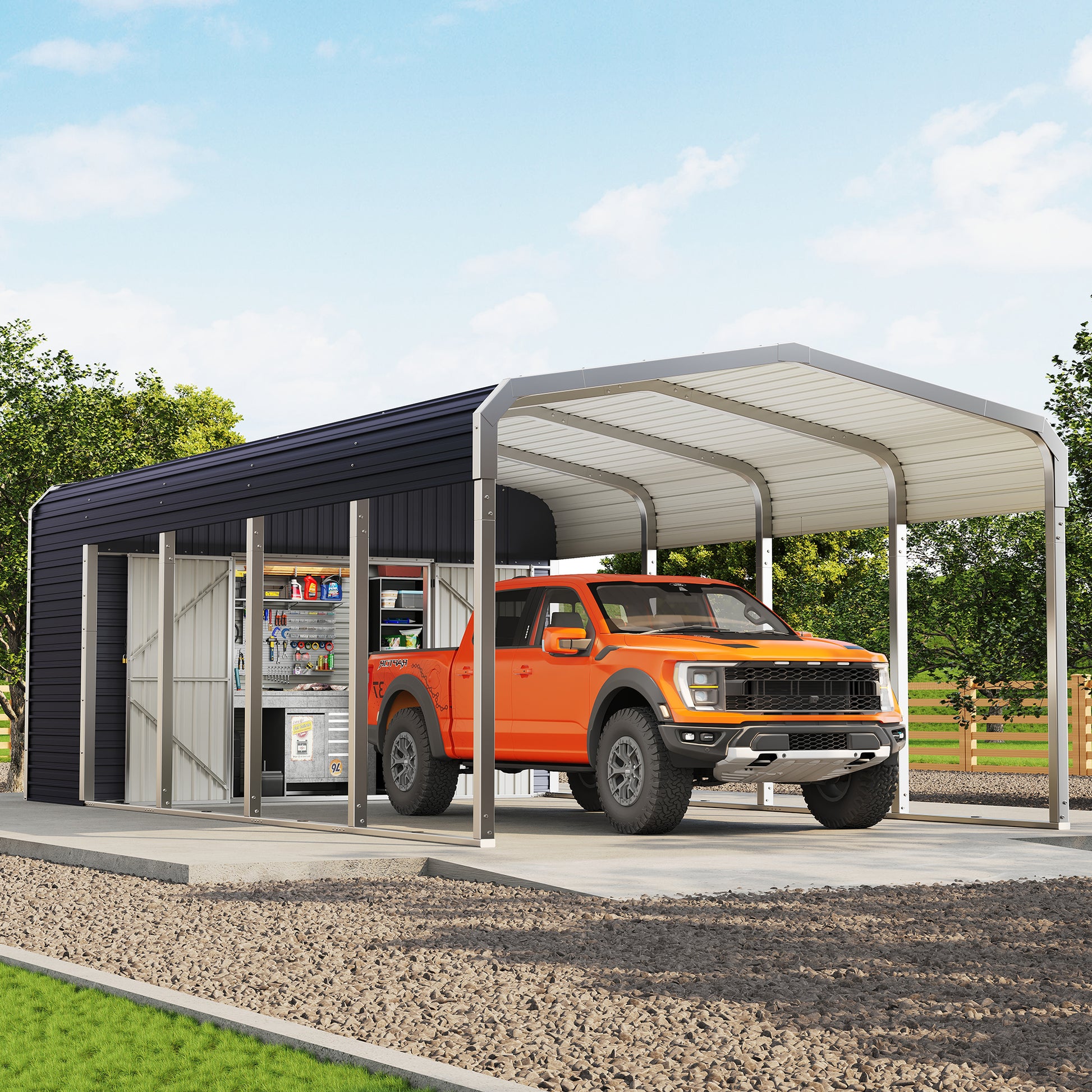 12x24 Carport Storage Shed Combo Amerlife