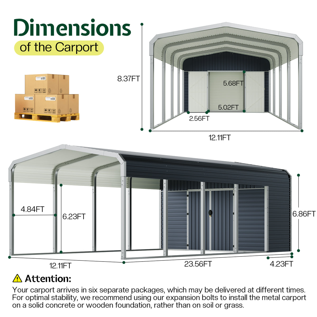 12x24 Carport Storage Shed Combo Amerlife