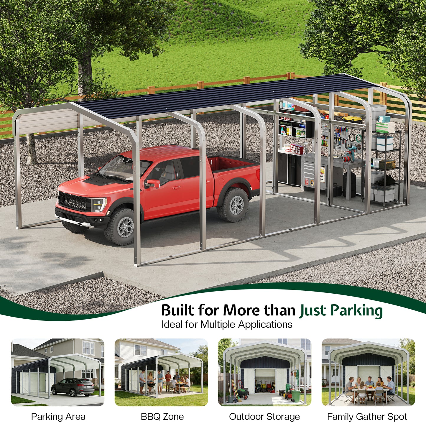 12x24 Carport Storage Shed Combo Amerlife