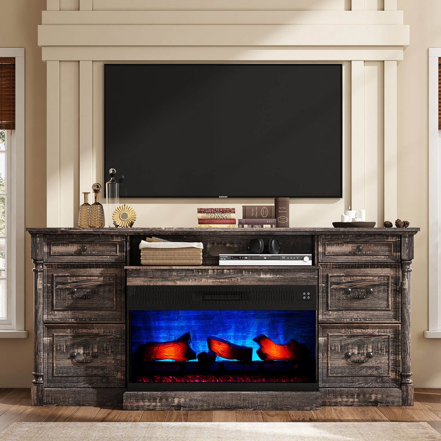 Cassius 75" Fireplace TV Stand Amerlife