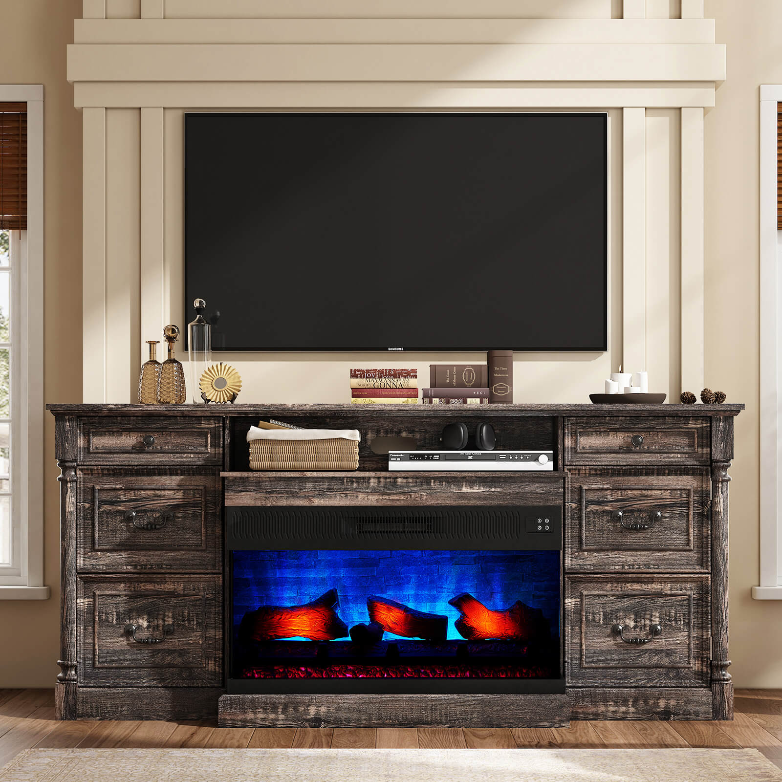 Cassius 75" Fireplace TV Stand Amerlife