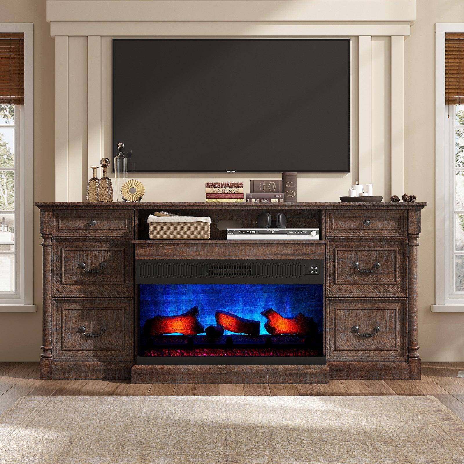 Cassius 75" Fireplace TV Stand Amerlife